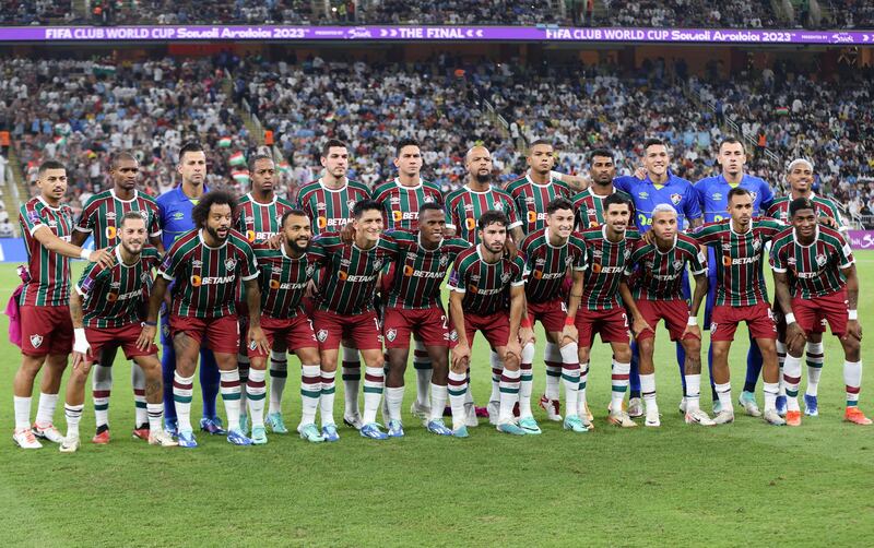Fluminense's players pose for a picture ahead of the FIFA Club World Cup final. AFP