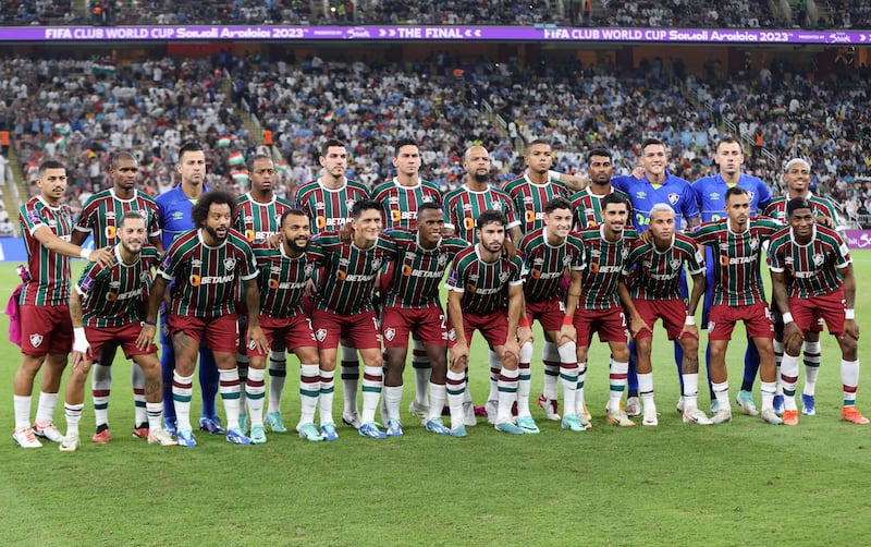 Fluminense's players pose for a picture ahead of the FIFA Club World Cup final. AFP