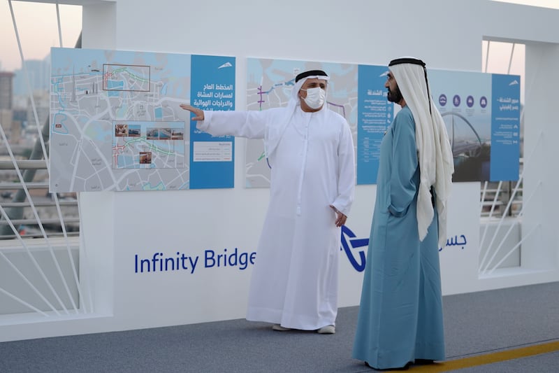 Mattar Al Tayer, director general of the RTA Dubai, discusses Infinity Bridge. It is the third phase of the Dh5 billion Shindagha Corridor project extending 13 kilometres along Sheikh Rashid Street.