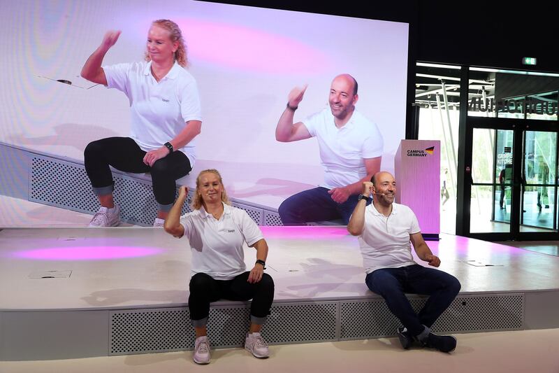 Choreography lessons are on offer at the Germany pavilion.