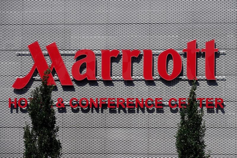 epa08595233 (FILE) - Signage of a Marriott hotel in Frankfurt am Main, Germany, 16 August 2018 (reissued 10 August 2020). Marriott International hotel company on 10 August 2020 released their 2nd quarter 2020 results, saying the quarter was 'dramatically impacted by the COVID-19 global pandemic and efforts to contain it'. Marriot's second quarter 2020 reported net loss totaled 234 million USD, compared to reported net income of 232 million in the same quarter in 2019. Arne M. Sorenson, president and CEO of Marriott International CEO said while business continues to be profoundly impacted by COVID-19, the company is seeing steady signs of returning demand.  EPA/MAURITZ ANTIN *** Local Caption *** 56078882