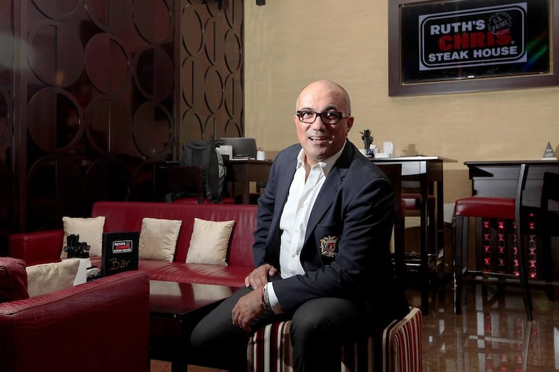Ghazi Azzabi handles the Ruth’s Chris Steakhouse operations at The Address Hotel Dubai Marina. Jeffrey E Biteng / The National