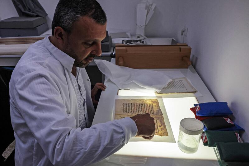 Rami in the manuscript restoration lab