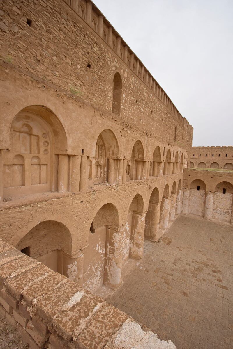 Inside the walls of the Al Ukhaidir fortress. Charlotte Mayhew/ The National