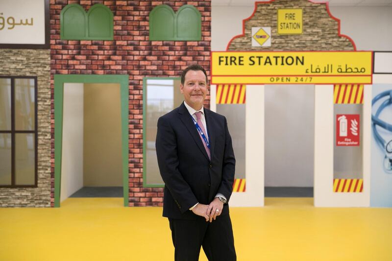 DUBAI, UNITED ARAB EMIRATES - SEPTEMBER 5, 2018. 

EMS Founders School in Al Mizhar Principal Nigel Cropley, at the school's Founder's city.

(Photo by Reem Mohammed/The National)

Reporter: Anam Rizvi
Section:  NA