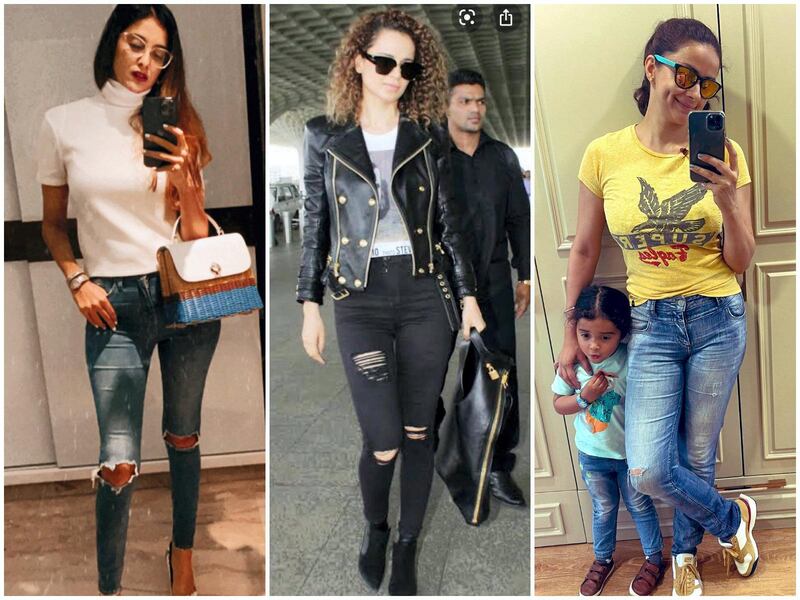 From right to left, Karishma Mehta, founder of Humans of Bombay, actress Kangana Ranaut and actress Gul Panag have shared snaps of themselves in ripped looks. Twitter