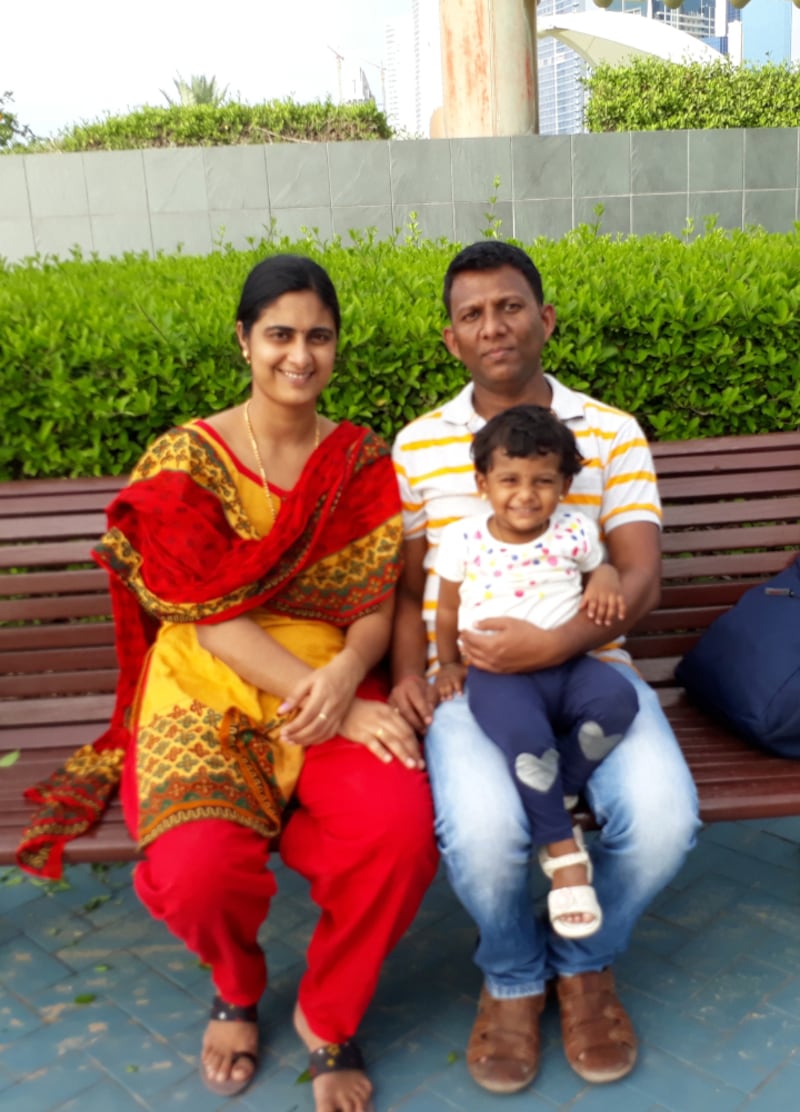 Deepa Kumar, who was among the 17 passengers killed in 2019, with his wife Athira and their daughter Amulya, both of whom survived the crash. Photo: Kumar family