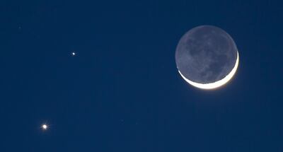 The crescent moon, Mars and Venus are set to align this summer solstice as a rare treat for stargazers. Getty images