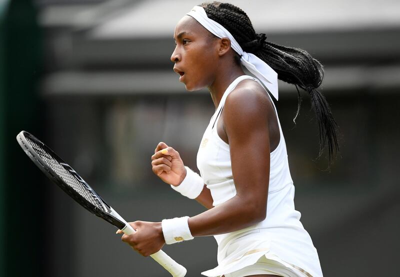 Gauff reacts during her first round match. Reuters