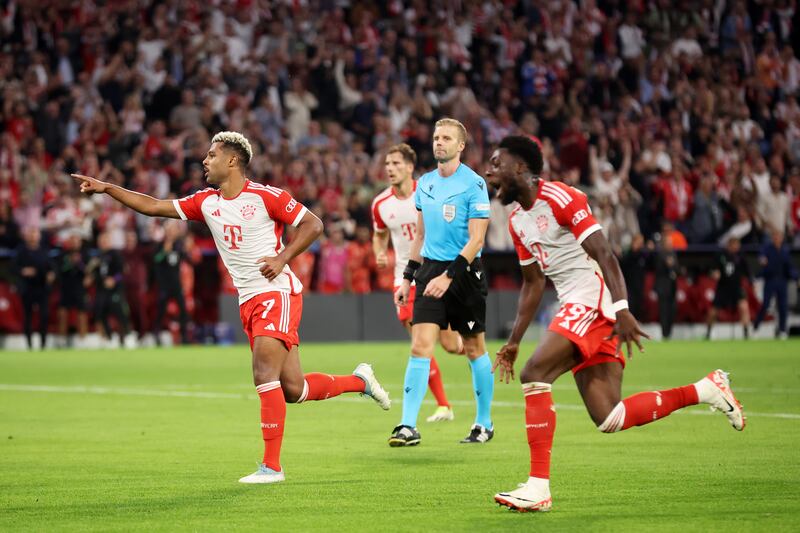 Serge Gnabry of Bayern Munich celebrates after scoring their second goal. Getty 
