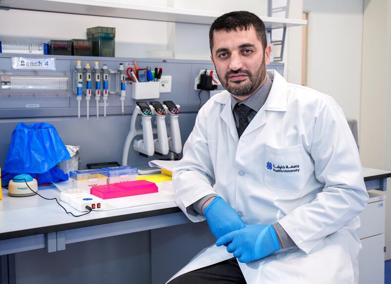 Abu Dhabi, United Arab Emirates, October  8, 2020.  A team of researchers from Khalifa University has developed a portable Covid-19 testing kit that can deliver the results in just 45 minutes.  Dr. Anas Alazzam, Khalifa University.
Victor Besa/The National
Section:  NA