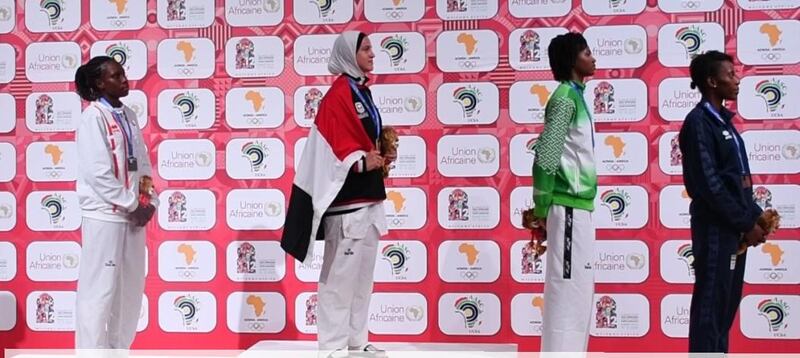 Hedaya Malak on the podium at the 2019 African Games.