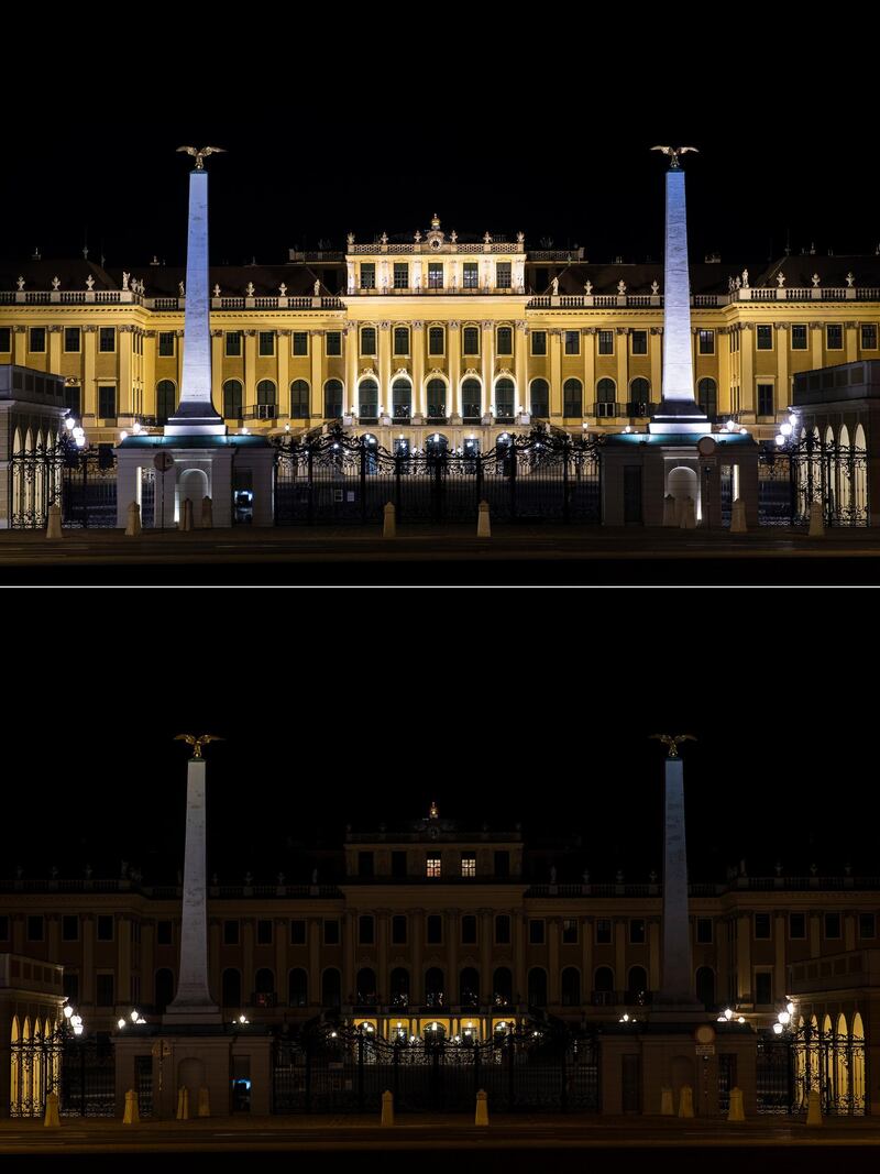 Austria: The Schoenbrunn Palace with its illumination lights switched on and off. EPA