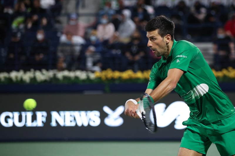 Novak Djokovic at the Dubai Duty Free Tennis Championships. EPA