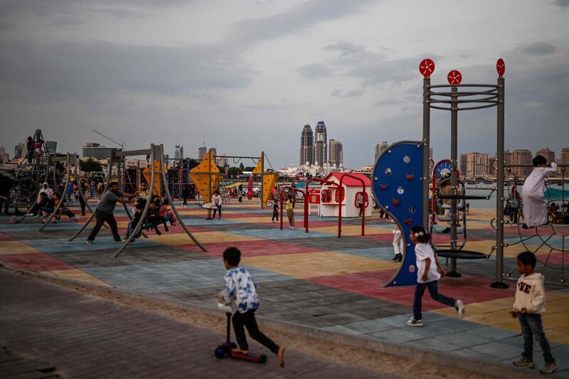 Children playing in Katara. AFP