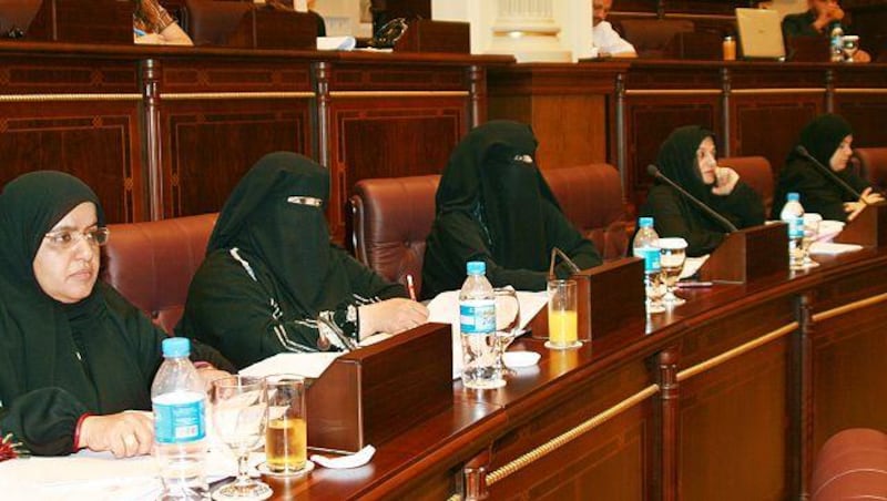 The five women who were appointed to the Sharjah Consultative Council in 2001 were the first in the Gulf to hold such positions. Today there are seven women serving terms as members of the 40-person council.