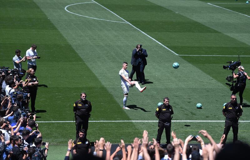 Luka Jovic is unveiled to the media and Real Madrid fans. Getty Images