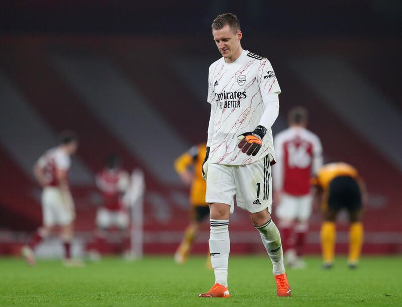 ARSENAL RATINGS: Bernd Leno, 6 – The Arsenal shot-stopper was the victim of some static defending in front of him, epitomised as Daniel Podence pounced on the loose ball to slot home after Leno had smartly saved from Neto with his feet. Reuters