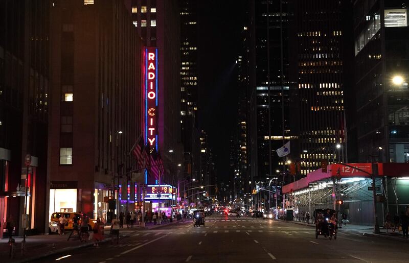 Radio City Music Hall on 6th Ave is pictured after the lights came back on.  AFP