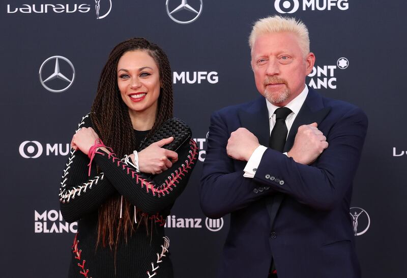 epa06569059 Former German tennis player Boris Becker (R) and his wife Lilly Becker (L) arrive at the 2018 Laureus World Sports Awards in Monaco, 27 February 2018. The annual Laureus Awards are held to honor people whom make a notable impact and remarkable accomplishments in the world of sport throughout the year.  EPA/SEBASTIEN NOGIER