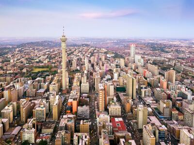 Skyline image of downtown of Johannesburg, South Africa. Alamy
