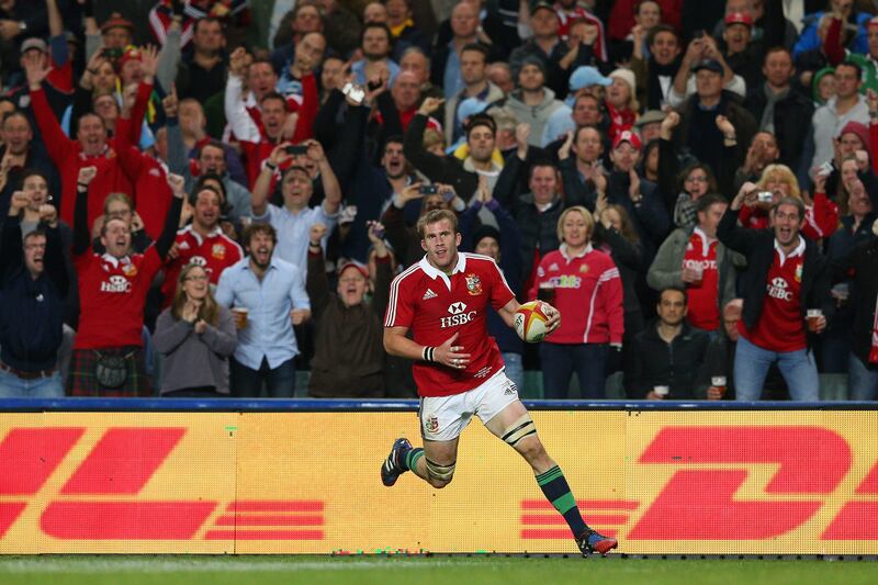 SYDNEY, AUSTRALIA - JUNE 15: Tom Croft of the Lions crosses the line for a try during the match between the Waratahs and the British & Irish Lions at Allianz Stadium on June 15, 2013 in Sydney, Australia.  (Photo by Cameron Spencer/Getty Images) *** Local Caption ***  170600933.jpg