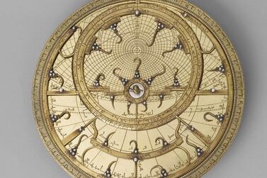 Muhammad ibn Ahmad Al-Battuti's astrolabe can measure the position and altitude of the stars, as well as tell the time. Images of the piece can be found on Louvre Abu Dhabi's website, as part of the museum's digital archive. Courtesy Louvre Abu Dhabi