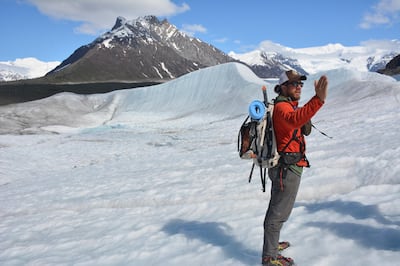 Daniel from St. Elias Alpine guides on the Root Glacier. 