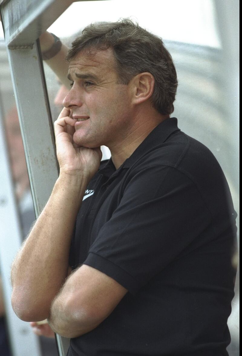 2 Aug 1997:  A portrait of Dave Jones, the manager of Southampton watching his side during the pre-season friendly match against Swindon Town at the Country Ground in Swindon, England. \ Mandatory Credit: David Rogers /Allsport