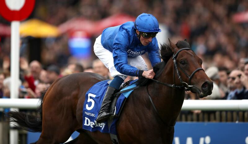 Pinatubo ridden by William Buick wins The Darley Dewhurst Stakes during day two of the Dubai Future Champions Festival at Newmarket Racecourse. PA Photo. Picture date: Saturday October 12, 2019. See PA story RACING Newmarket. Photo credit should read: Tim Goode/PA Wire