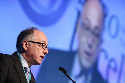 MADRID, SPAIN - JANUARY 21: The president of the Organizing Committee of FITUR, Luis Gallego, is seen delivering his speech during the opening of X Exceltur Forum at Ifema on January 21, 2020 in Madrid, Spain. (Photo by Eduardo Parra/Europa Press via Getty Images)