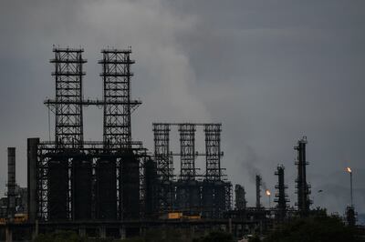 FILE - View of the Jose Antonio Anzoategui oil complex in Barcelona, Anzoategui State, Venezuela, July 3, 2022.  (AP Photo / Matias Delacroix, File)