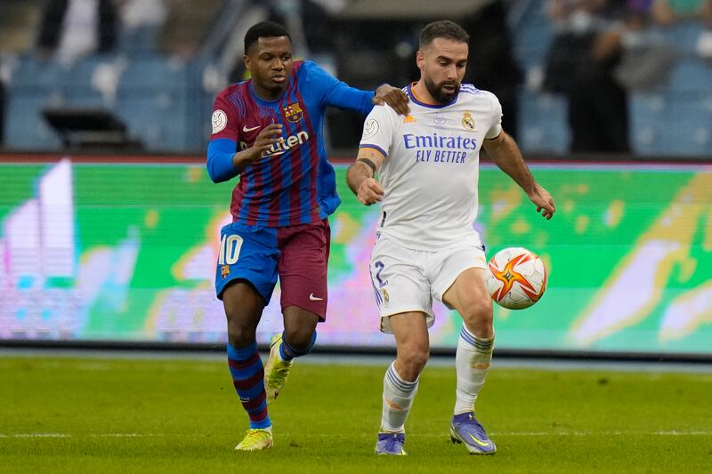 Dani Carvajal 7 Strong in the tackle at right-back and gave an impressive account of himself with a difficult task against Ousmane Dembele and Ansu Fati. Barcelona’s tricky wingers tried to get past Carvajal, but they didn't find much success. AP