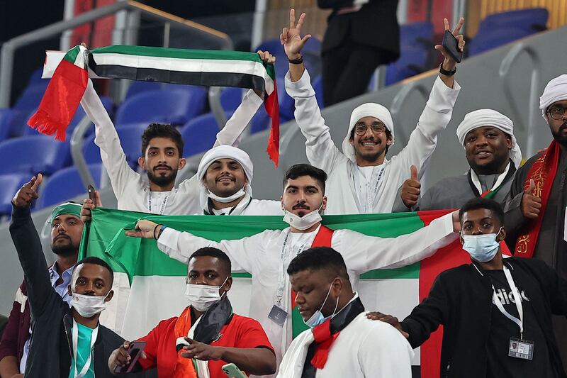 UAE supporters celebrate their win. AFP