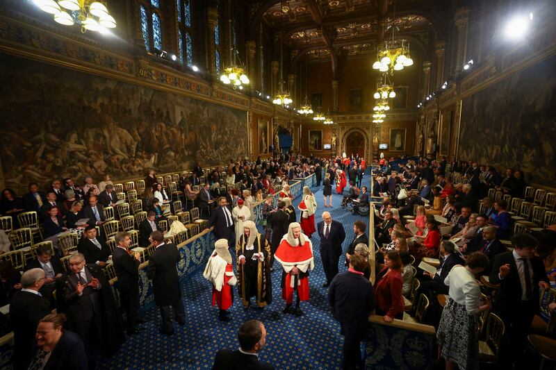 Invited guests take their seats at the Royal Gallery ahead of the State Opening of Parliament. AP Photo