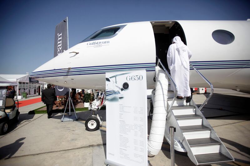 March 5, 2013 (Abu Dhabi) Gulfstream Aircraft on display at the Abu Dhabi Air Expo March 5, 2013. (Sammy Dallal / The National)