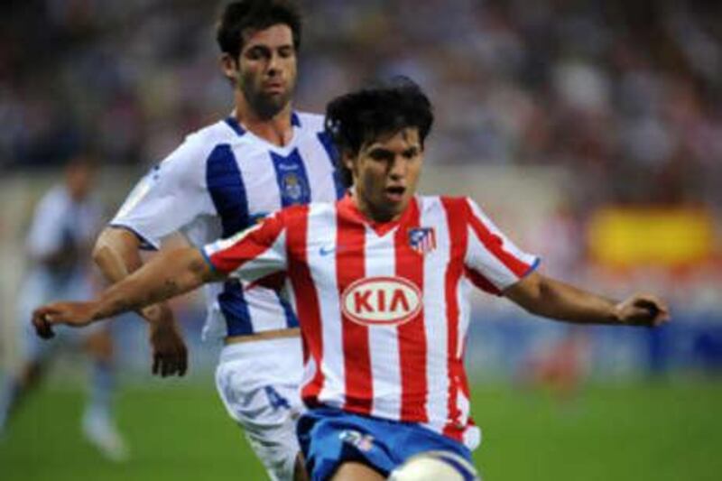 Atletico Madrid's Kun Aguero, front, has helped the club to a flying start this season.
