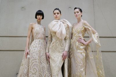 The Elie Saab Haute Couture spring 2023 collection is light and delicate, yet feels rich and noble at times. Getty 