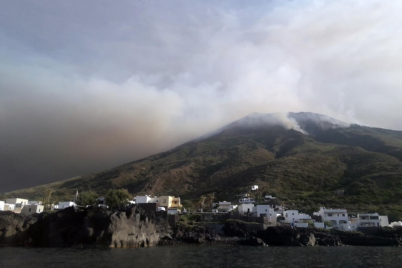 The Stromboli volcano is pictured in eruption on  on the Stromboli island, north of Sicily. A volcano on the Italian island of Stromboli erupted dramatically reportedly killing a hiker and sending tourists fleeing, but firefighters could not immediately confirm any casualties. AFP