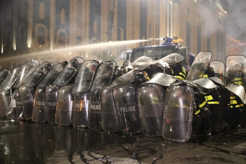 REFILE - CORRECTING DATE Riot police clash with demonstrators during a protest against a Russian lawmaker's visit in Tbilisi, Georgia June 21, 2019. REUTERS/Irakli Gedenidze