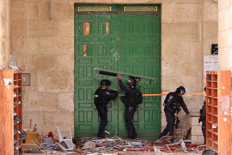 Dozens of Palestinians gathered and chanted 'God is greatest' as Jewish groups arrived at the site.