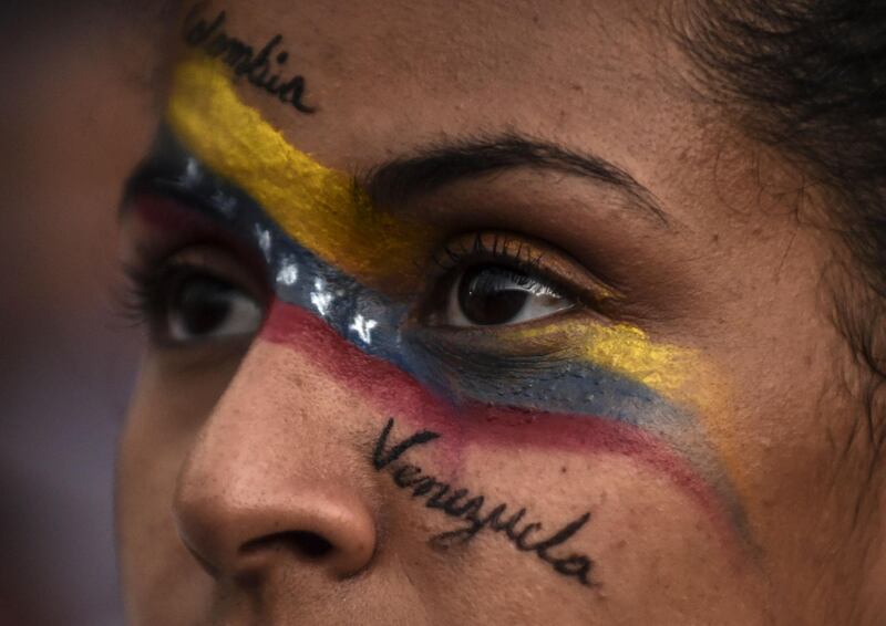 Venezuelans hold a demonstration in Medellin, Colombia. AFP