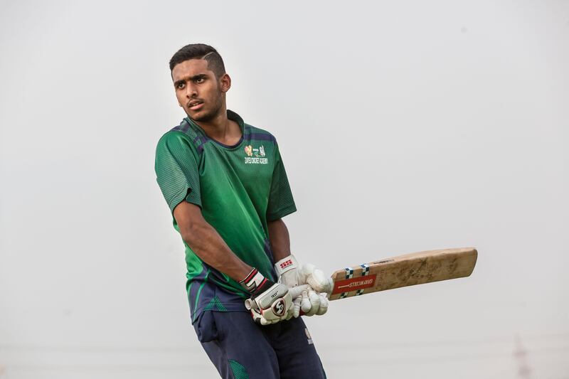 ABU DHABI. UNITED ARAB EMIRATES, 17 June 2017. Young cricketer Jonathan Figy (15 India) practising at the Zayed Cricket Stadium. STOCK FOR POTENTIAL FUTURE USE. (Photo: Antonie Robertson) Journalist: Paul Radley. Section: Sport.