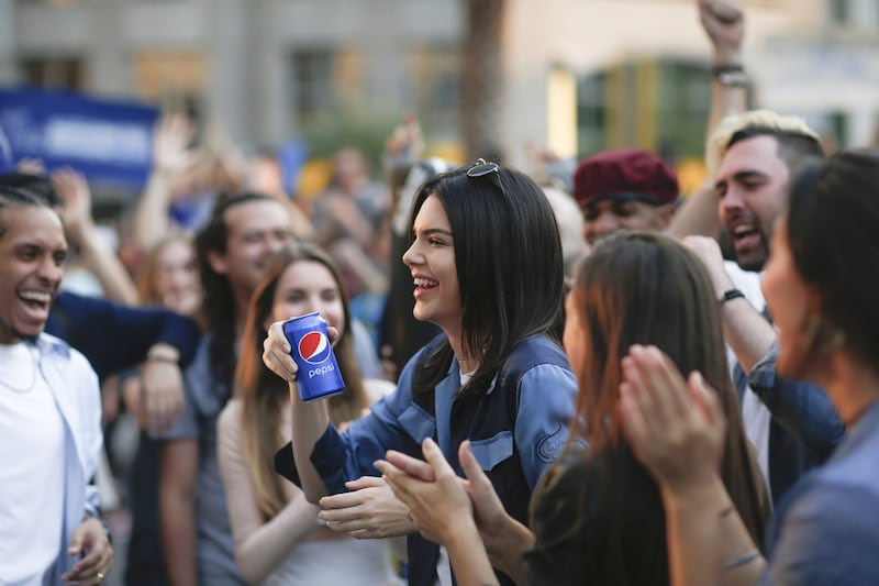 Kendall Jenner featured in a 2017 Pepsi ad campaign the portrayed a simplistic solution to a serious problem: that police brutality could be offset by a can of cola. Courtesy: Pepsi