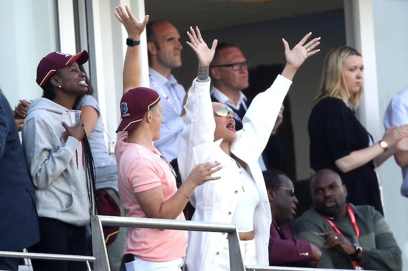 Rihanna in the stands during the match between West Indies and Sri Lanka at Emirates Riverside, Chester-Le-Street. PA Wire