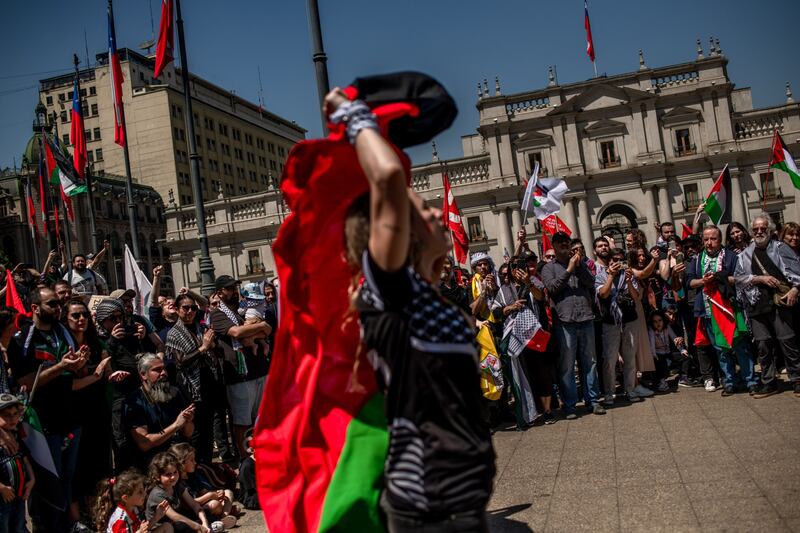 Demonstrators during a pro-Palestinian rally outside La Moneda Palace in Santiago, Chile. Bloomberg