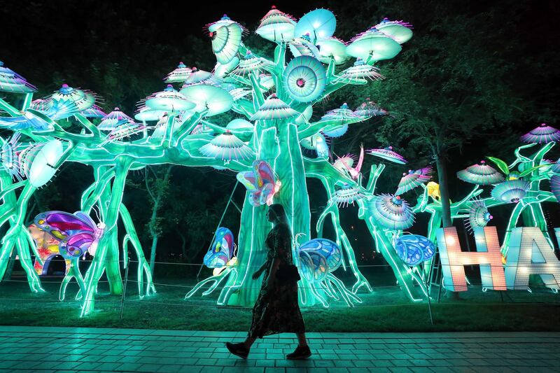 Dubai, United Arab Emirates - October 02, 2019: The new season of Dubai Glow Garden. Wednesday the 2nd of October 2019. Zabeel Park, Dubai. Chris Whiteoak / The National