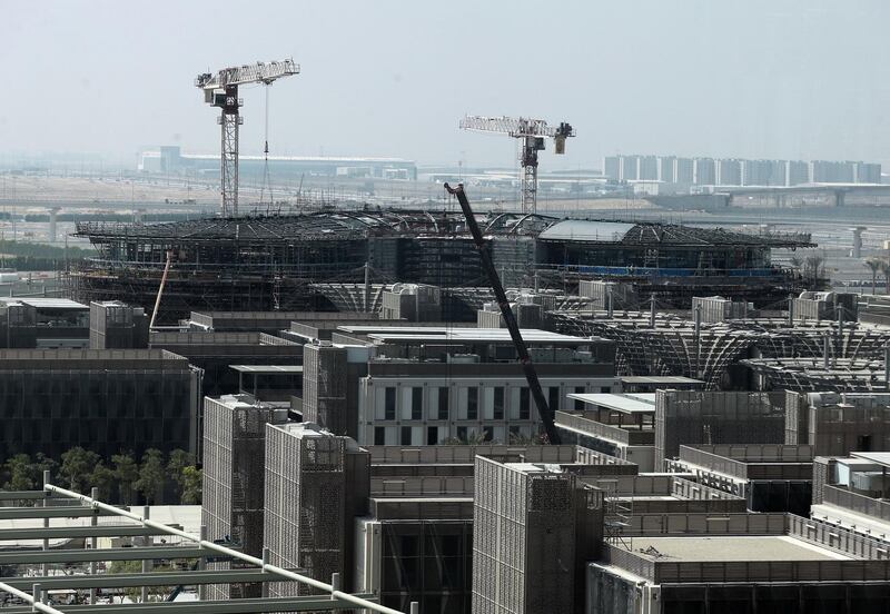 Dubai, United Arab Emirates - October 21, 2019: Mobility Pavilion. Exclusive site tour of Expo 2020. The Global Media briefing will introduce the world's media to The Worl's Greatest Show. Monday the 21st of October 2019. JVC, Dubai. Chris Whiteoak / The National