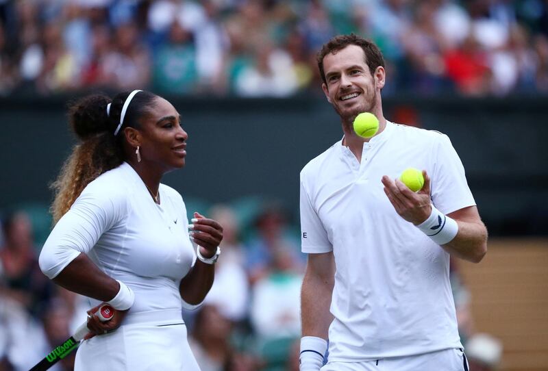 Tennis - Wimbledon - All England Lawn Tennis and Croquet Club, London, Britain - July 6, 2019   Britain's Andy Murray during his first round mixed doubles match with Serena Williams of the U.S. against Chile's Alexa Guarachi and Germany's Andreas Mies  REUTERS/Hannah McKay