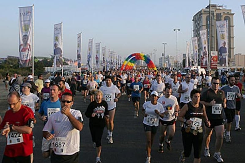 Participants begin their run at the Ras al Khaimah Half-Marathon yesterday. It was business as usual for the African competitors in the UAE race.